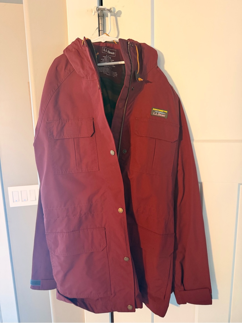 L.L. Bean women’s Hooded Maroon Raincoat